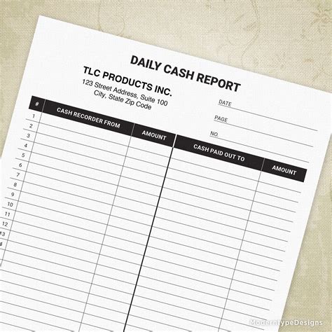Daily Cash Report Printable Form Inflow Outflow Cash in of | Etsy