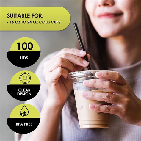 Buy PAMI Universal Plastic Flat Lids With Straw Slot For 16-24oz Cold