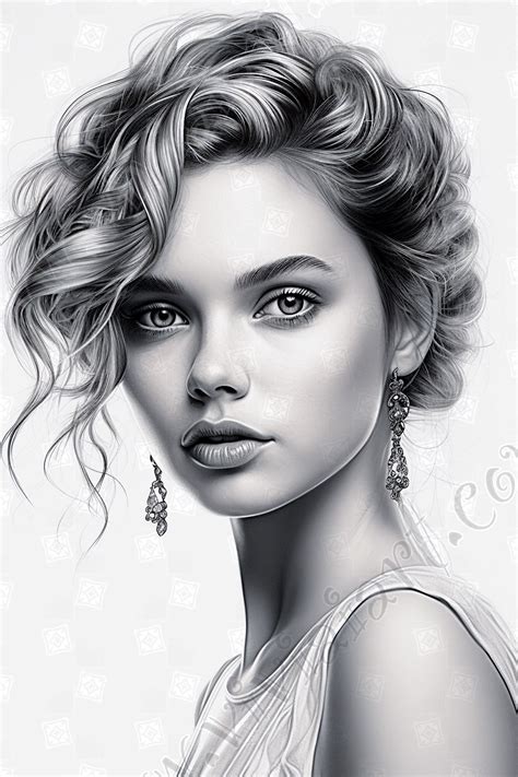 Beautiful drawing of a woman, realistic character art. Expressionistic