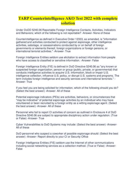 Counterintelligence Awareness & Reporting Course for DOD 2021 with