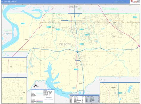 DeSoto County, MS Zip Code Wall Map Basic Style by MarketMAPS - MapSales
