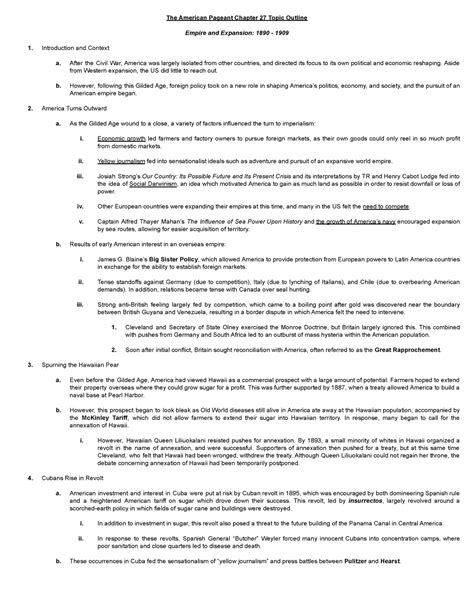 Apush Chapter 27 Topic Outline - The American Pageant Chapter 27 Topic
