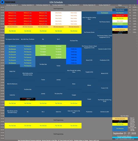 Disney Schedule Archive on Twitter: "Freeform's schedule for 9/21-9/27