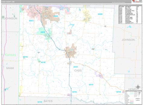 Cass County, MO Wall Map Premium Style by MarketMAPS - MapSales.com