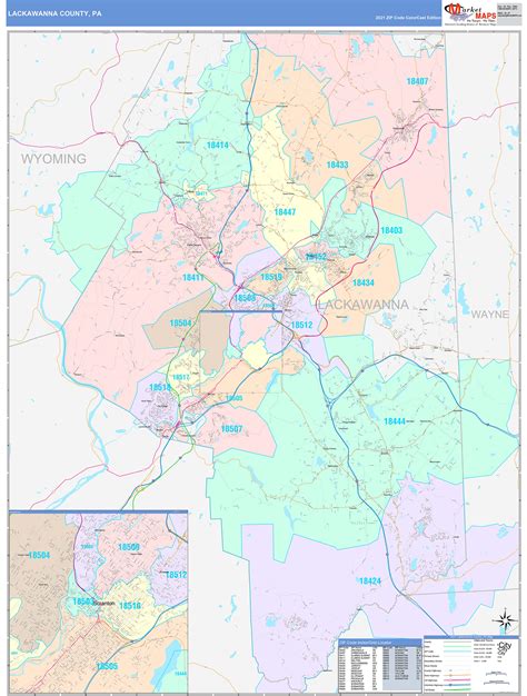 Lackawanna County, PA Wall Map Color Cast Style by MarketMAPS - MapSales