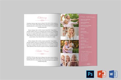 Pink Funeral Program Template | Funeral Program Template Word | Funeral