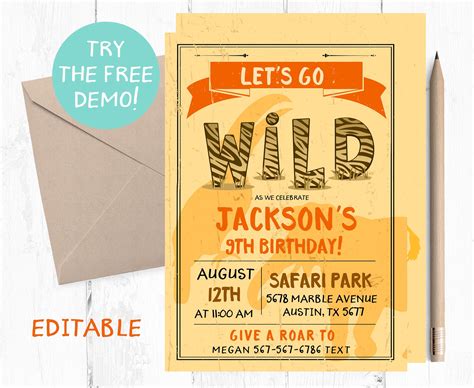 Safari Invitations, Printable Invitations, Invitation Paper, Birthday