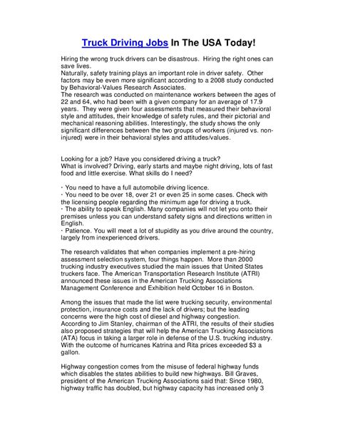 Truck Driving Jobs in the USA Today! by Ted Rolstone - Issuu