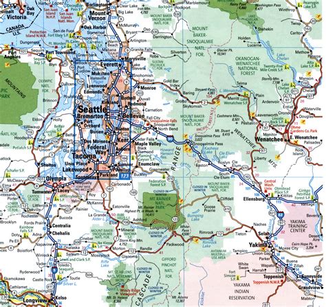 Map of I-90 interstate highway via Washington, Ohio, Massachusetts with