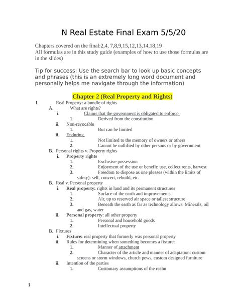 Real Estate Final Exam study guide - N Real Estate Final Exam 5/5