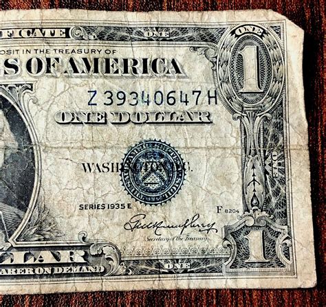 1935E RARE ERROR DOLLAR BILL SILVER CERTIFICATE | eBay