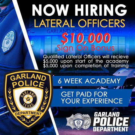 We're hiring LATERAL OFFICERS! (Garland Police Department) — Nextdoor