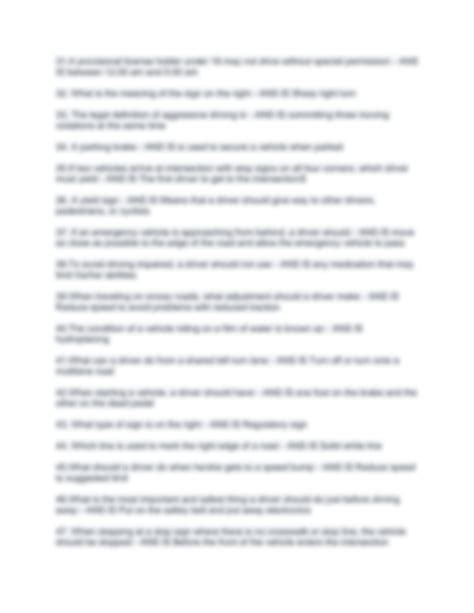 SOLUTION: Drivers ed final mva 2022 new exam update solution - Studypool