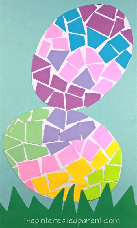 Construction paper Mosaic Easter Eggs - spring and Easter arts and