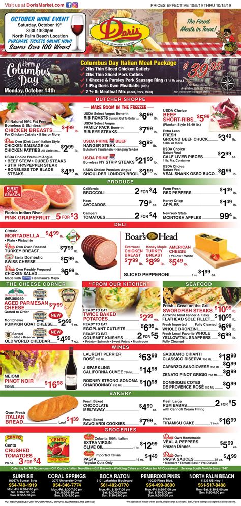 South FL Specialty Market & Bakery - Weekly Ad | Doris Italian Market