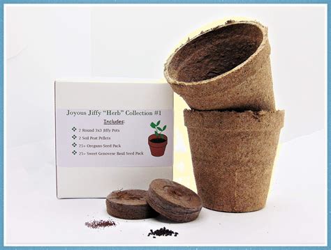 Joyous Jiffy"Herb" Collection #1 - (2) Round 3x3 Jiffy pots, (2) Soil