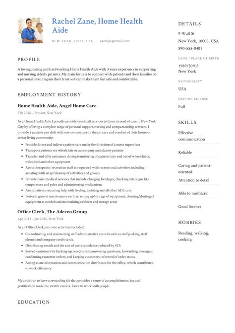 Home Health Aide Resume Guide | 12 Resume Examples