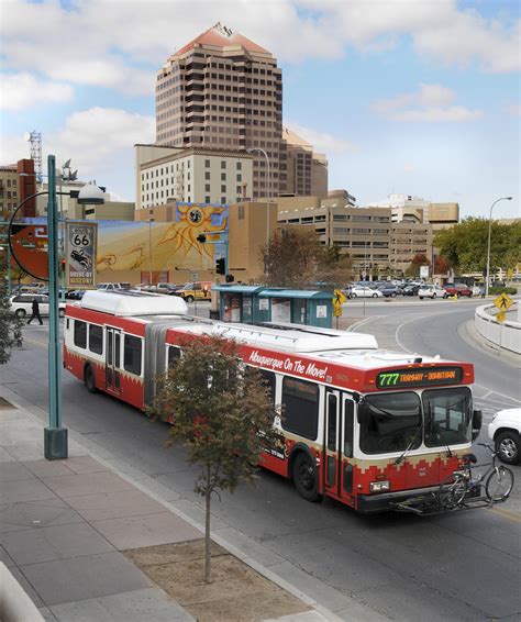 An Albuquerque Rapid Ride bus travels on Central. (Greg Sorber