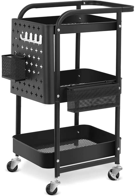 Buy 3 Tier Rolling Utility Cart, Storage Shelves with Lockable Wheels